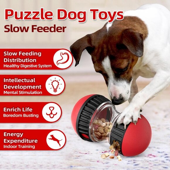Interactive Dog Puzzle Toys, Brain Stimulation Rolling Treat Dispenser Ball & Sl - Picture 3 of 6